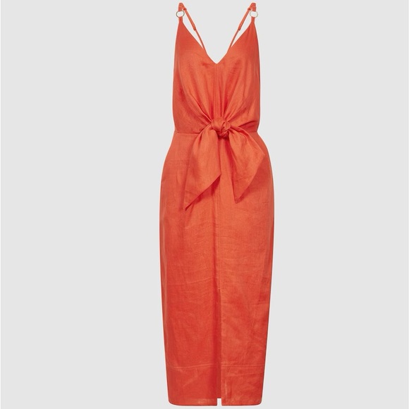 REISS RARE Sunset color
LINEN SIDE TIE MIDI DRESS - Picture 6 of 7